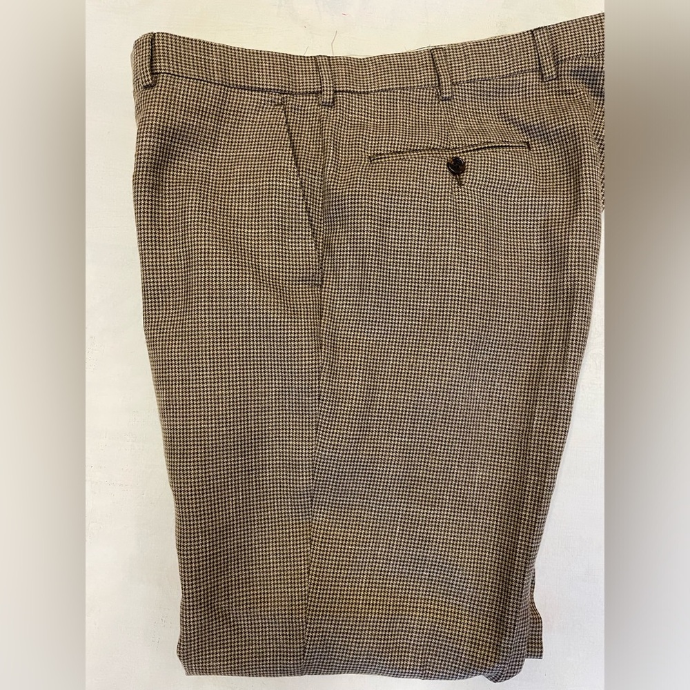 Ralph Lauren Purple‎ Label Mini Check Flat Front Trouser in Tan Size 38 Italy